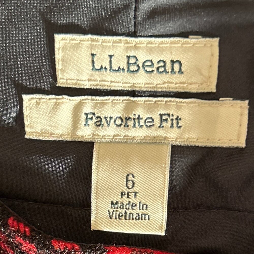 L.L.Bean SZ 6 Red & Black Wool Blend Plaid pencil skirt Career Classic Academia - Picture 5 of 7